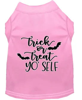 Trick Or Treat Yo' Self Screen Print Dog Shirt Light Pink Sm